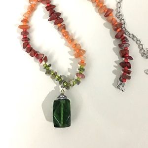 Multi Gemstone necklace with Green pendant